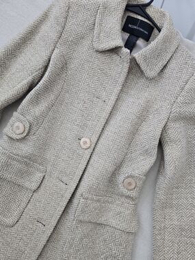 Moda International Metallic Tweed Trench Coat - Ivory & Gold